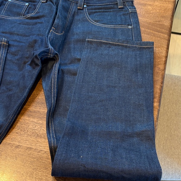 Iron & Resin Mens Dark Blue Straight Leg Jeans 34 Selvedge New - Picture 7 of 9